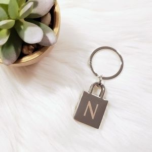NWOT Shopping Bag Purse Keychain with N initial